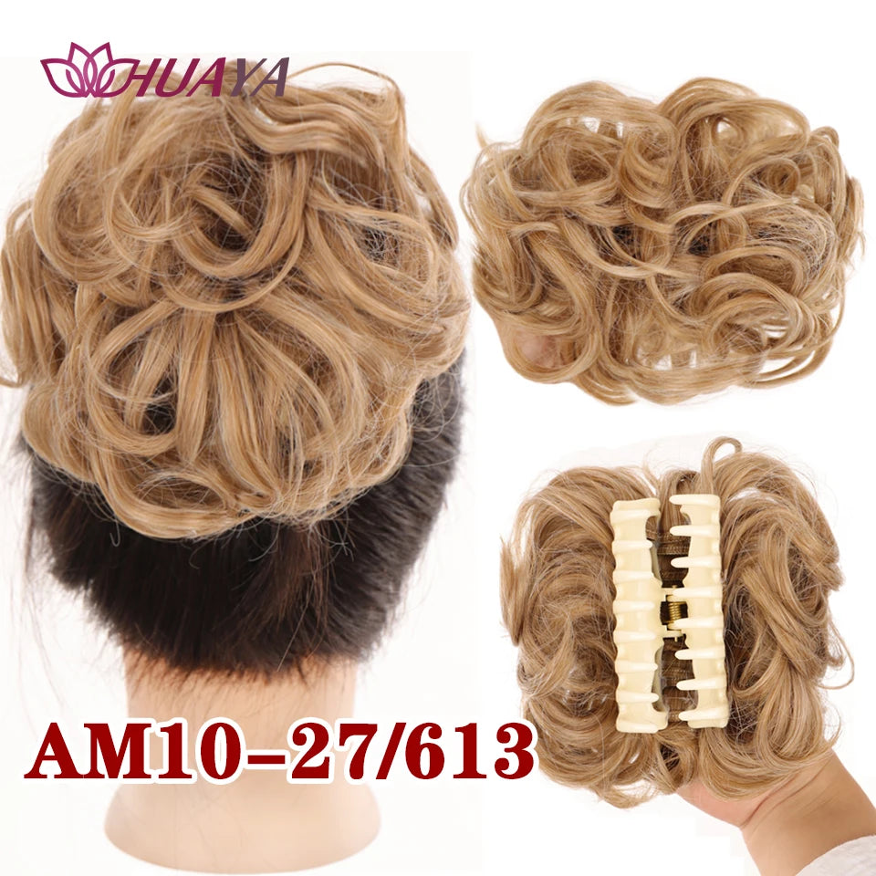 Synthetic Hair Bun Chignon for Women Messy Bun Hair Piece Tousled Updo Hair Extensions With Claw Clip Curly Hairpins Black Brown