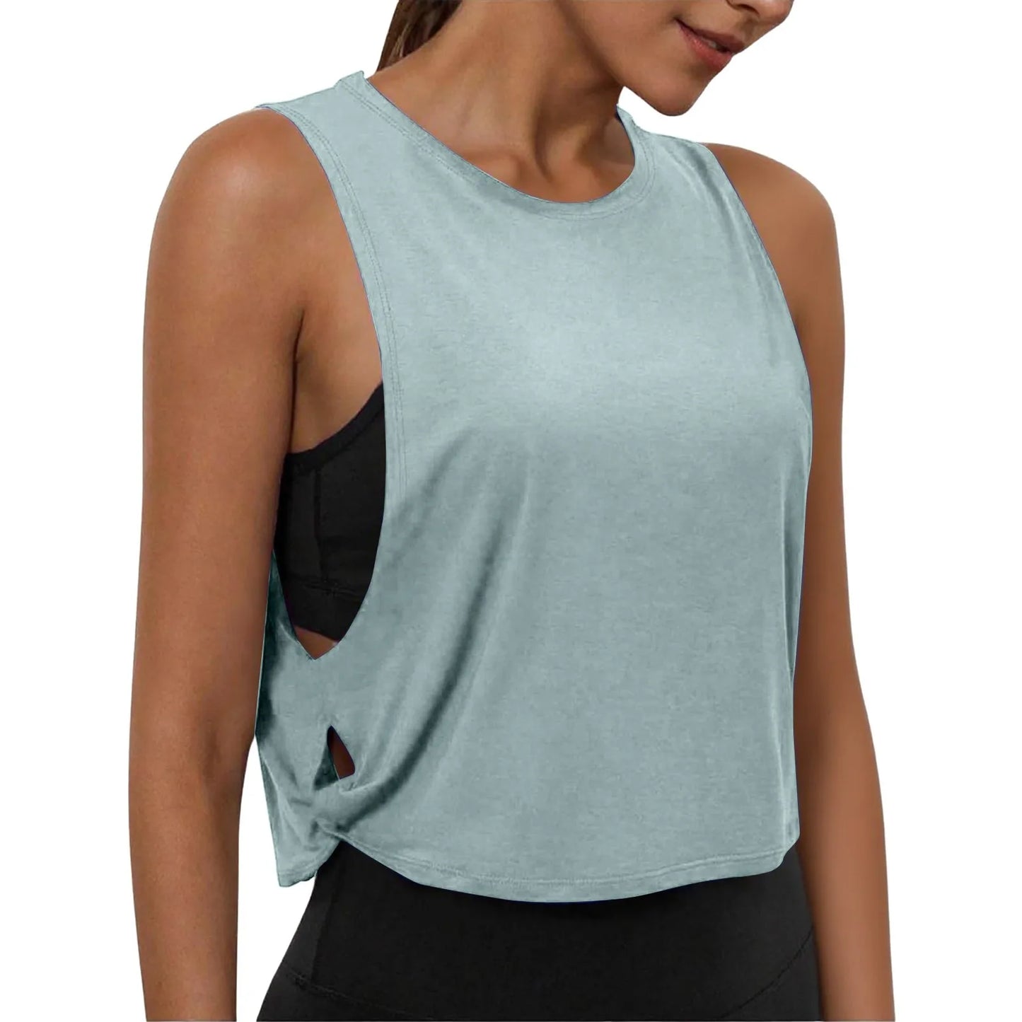 Women Sleeveless Yoga Top Breathable Gym Vest Tank Crop Top Running Tee