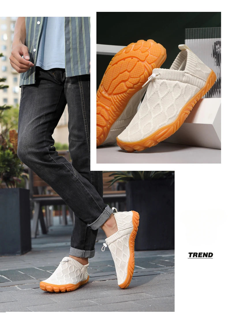 Minimalist Men's Barefoot Shoes Anti Slip Breathable Knitting Walking Shoes for Men Wear-resistant Lightweight Running Sneakers