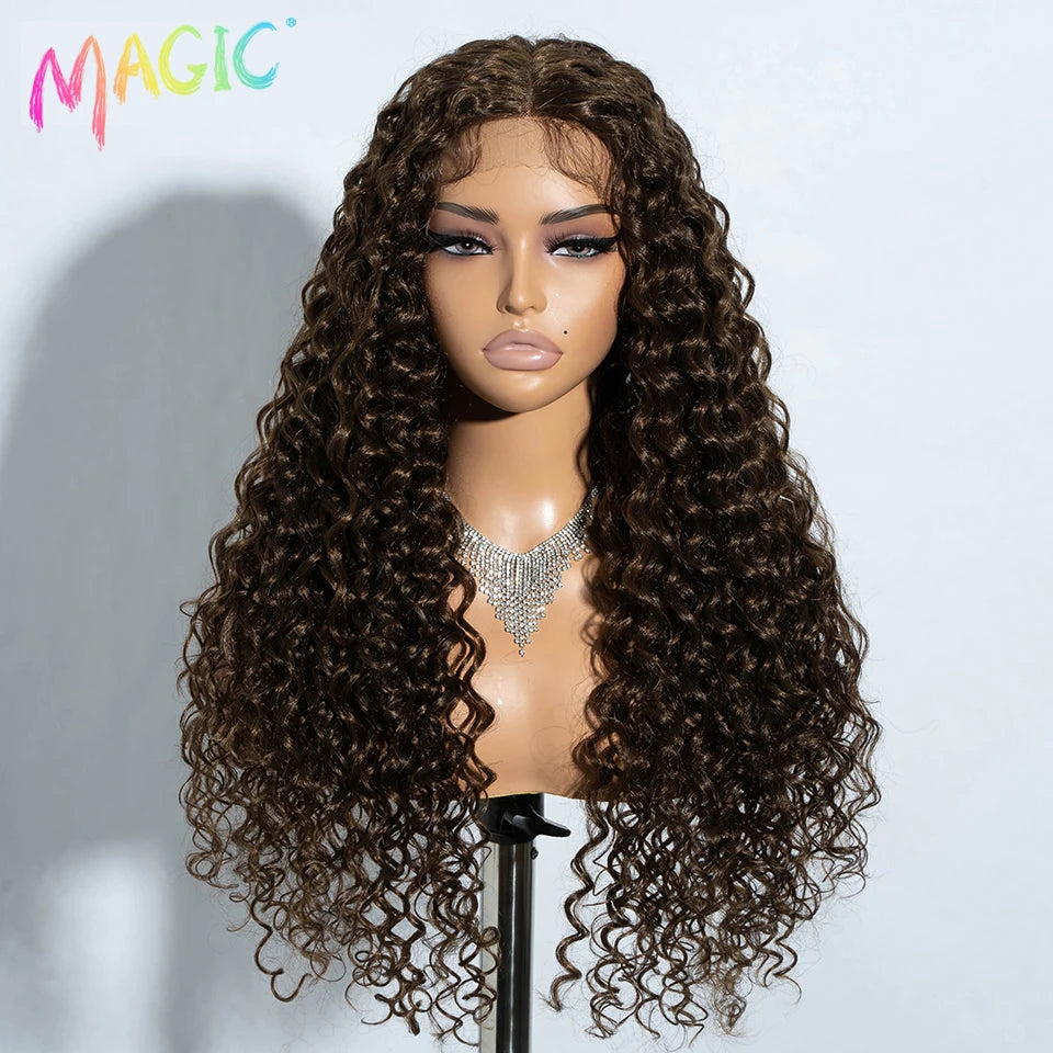 Magic Synthetic Lace Front Wig Baby Hair Red Wig Long Curly Wig 30 Inch Ombre Blonde Ginger Lace Wigs For Black Women Wigs