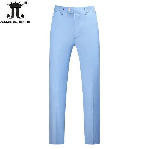 British Style Solid High Waist Trousers Men Formal Trousers High Quality Slim Fit Business Casual Suit Pants Groom Wedding Dress