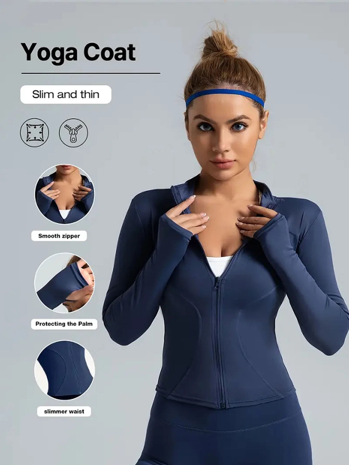 Yoga Jacket High Elastic Tight Quick Dry Sports Jacket Slim Fit Running Gym Top Workout Shirt for Women
