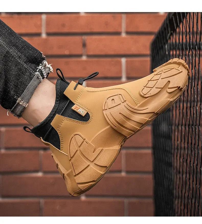 Men's Outdoor Short Boot Thick Soled High Top Casual Shoes Fashionable Trendy Shoes Male Sports Shoe Autumn Bare Boots 2024 New