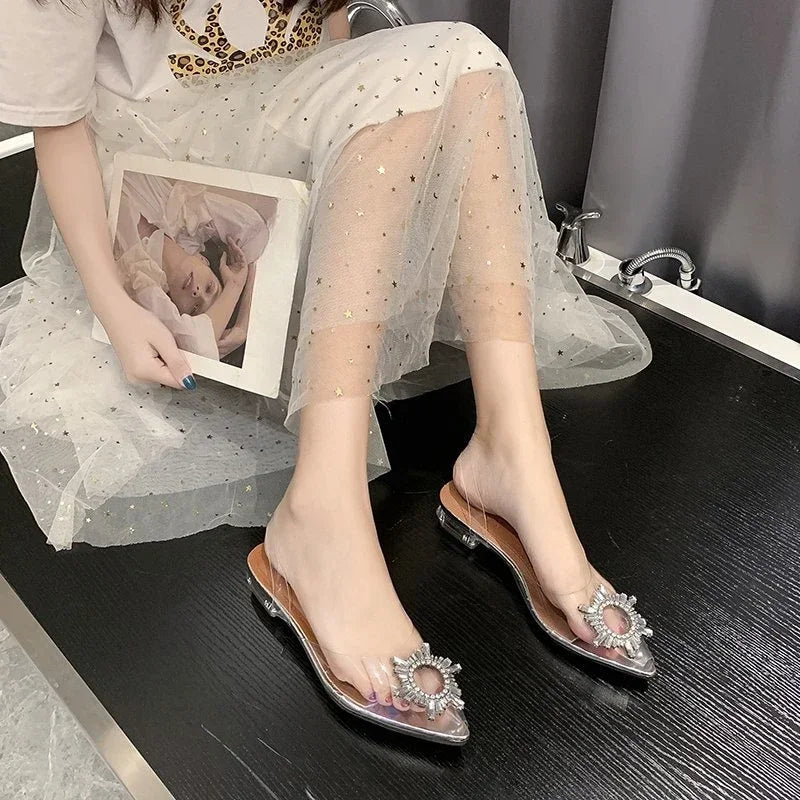 BCEBYL Spring and Autumn Fashion New Sexy Banquet Transparent Comfortable Crystal Women's High Heels Zapatos Mujer