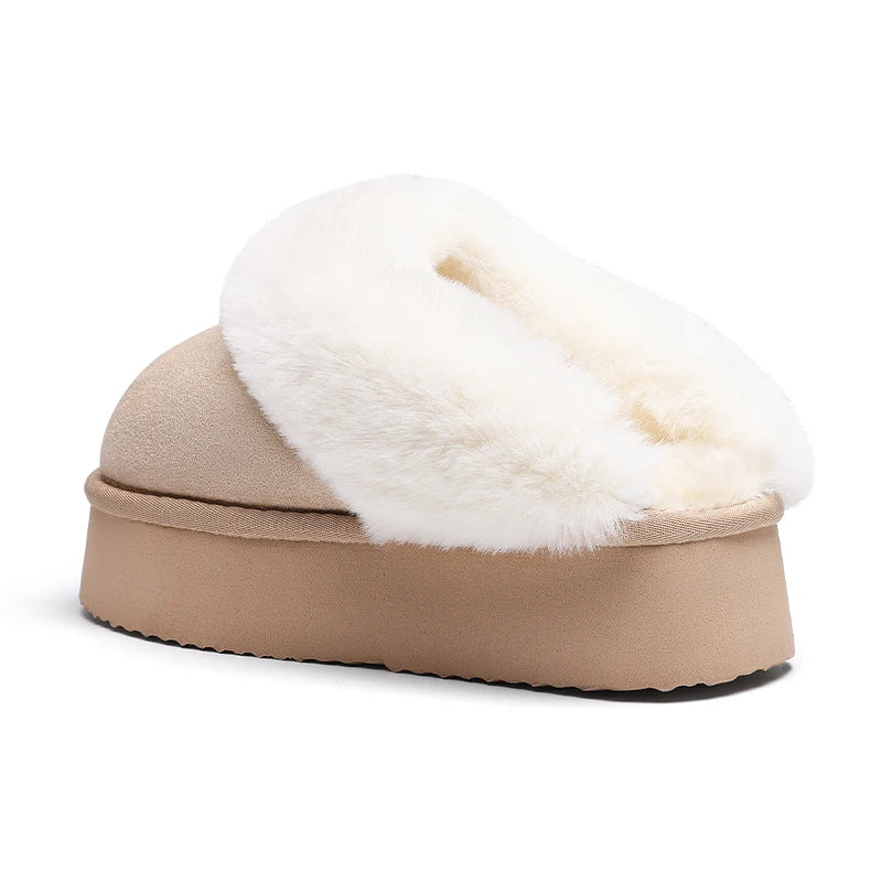 Smile Winter Fluffy Women Fuzzy Slippers Warm Short Plush Non-slip Cozy Soft Cotton Slippers  Indoor Fleece Lined Fur Slippers