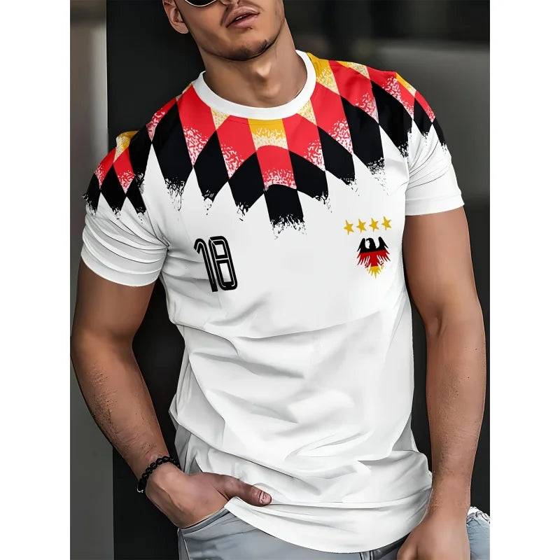 Germany Flag Jerseys T-Shirt For Men German National Emblem 3D Print Tee Loose O-Neck Tops Sports Uniforms Short Sleeve T Shirts