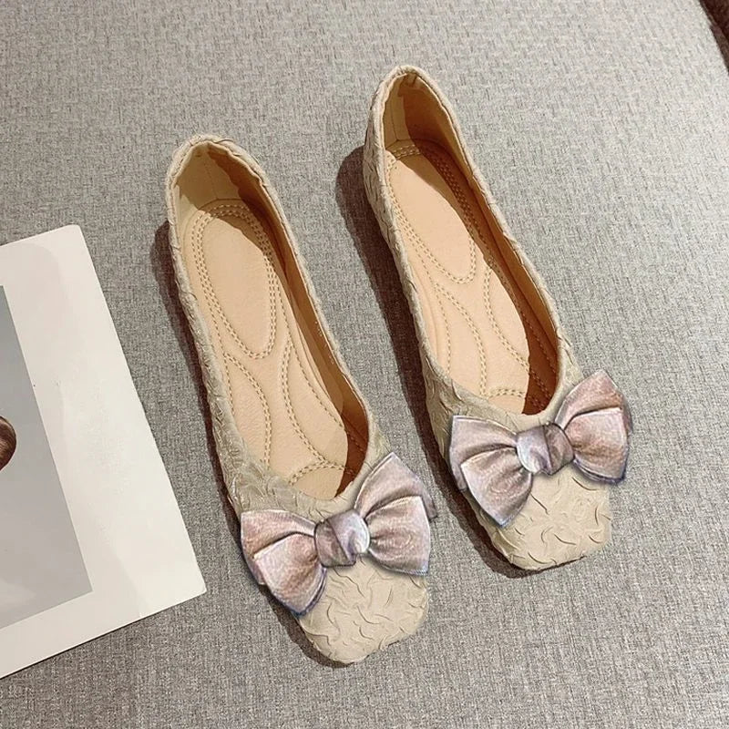 Anti-slip With Heel Shoes for Women Elegant Party Slip-on Satin Discount Stylish Genuine Mark Spring Non 2025 Trend Woman Flats