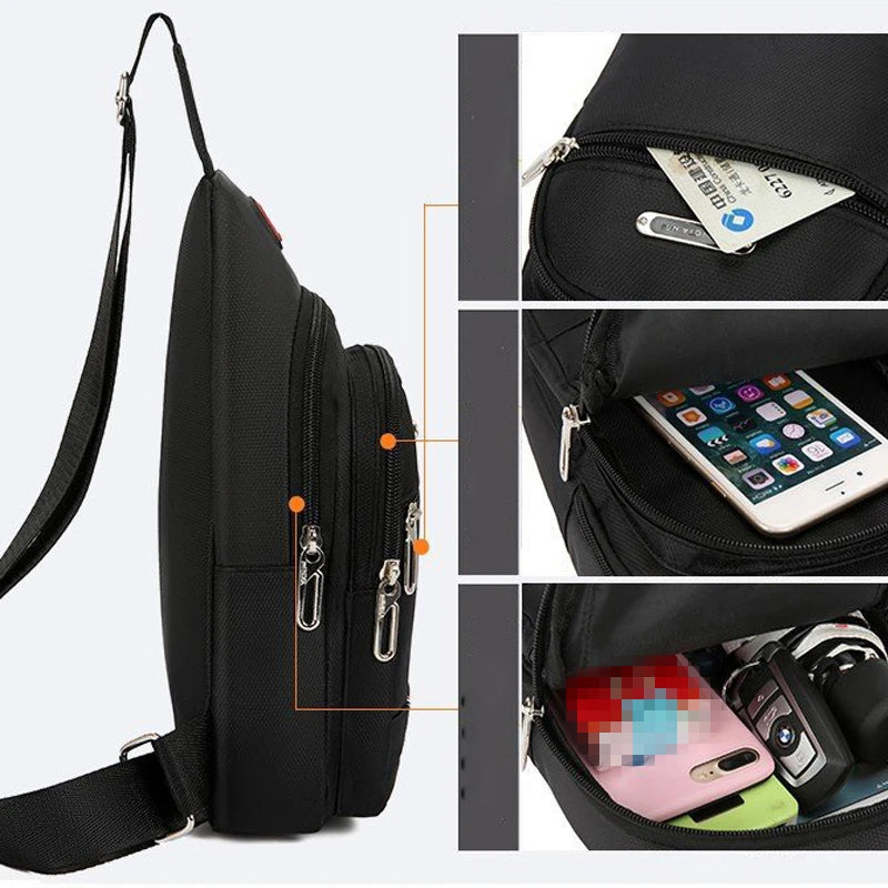 Oxford Men Chest Bag Crossbody Single Shoulder Travel Handbag Fashion Chest Bags New Style Big Capacity Chest Men Bag