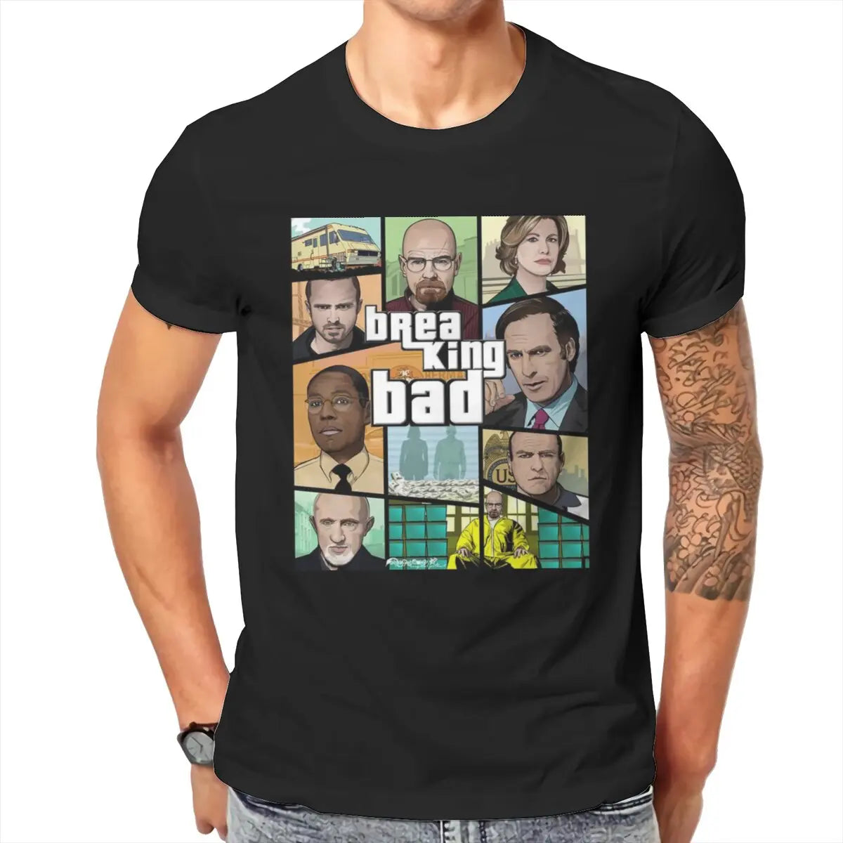 Funny Breakings Bads T-Shirt Men Crewneck Cotton T Shirt Chicken Brothers Short Sleeve Tees Printing Tops