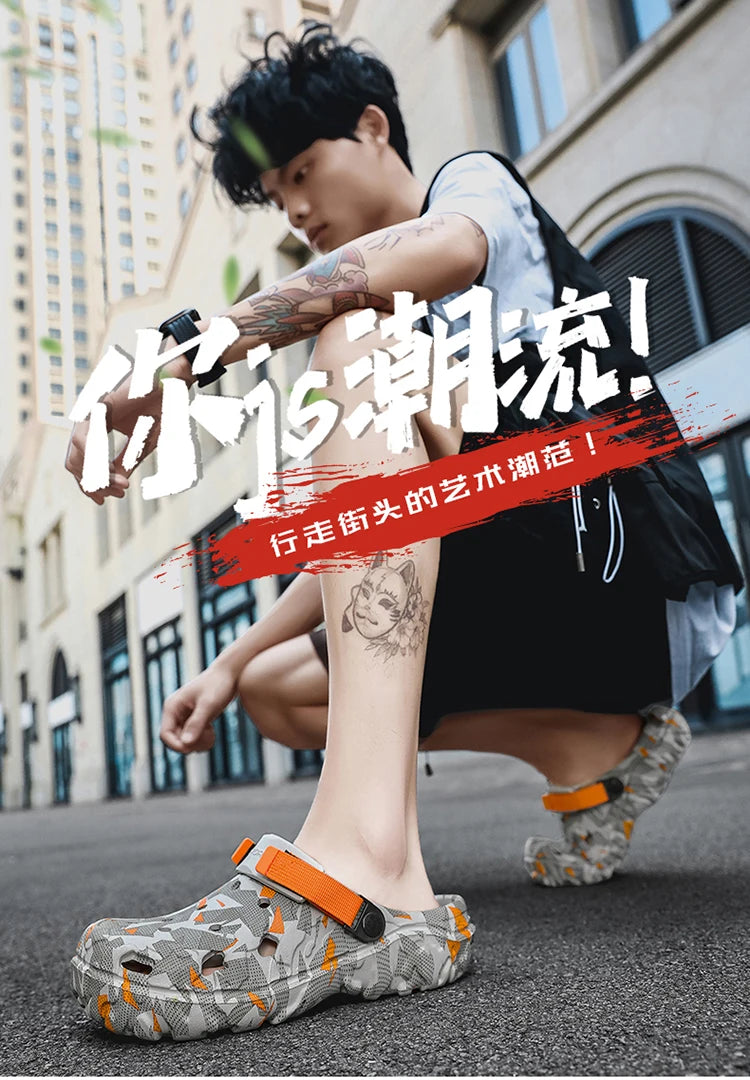 Plus Size 47 Summer Men Slippers Light EVA Men's Casual Shoes Hole Shoes Clogs Home Garden Outdoor Male Beach Flat Sandals