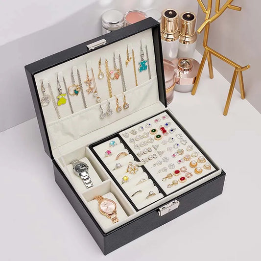 Travel Jewelry Box Jewelry Organizer Earrings Display Portable Jewelry Case Boxes Button PU Leather Storage Jewelers Joyero