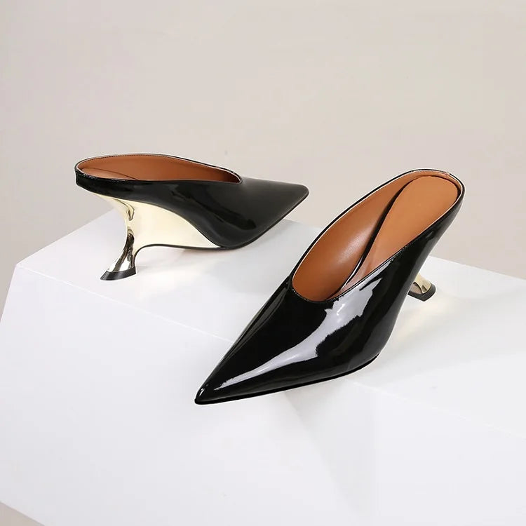 Aneikeh Fashion Silvery Sequined Women Slingbacks Pumps Pointed Toe High Heels Wedding Prom Ladies Shoes