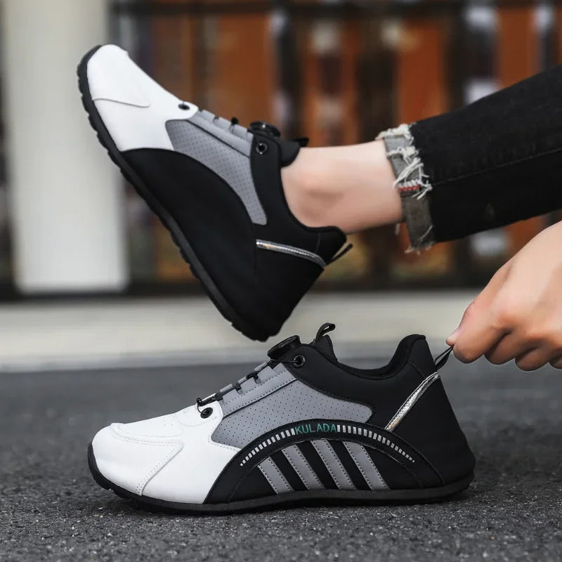 Men Casual Sneakers Rotating Button Summer Breathable Sport Shoes Lightweight Outdoor Mesh Running Shoes Athletic Jogging Shoes