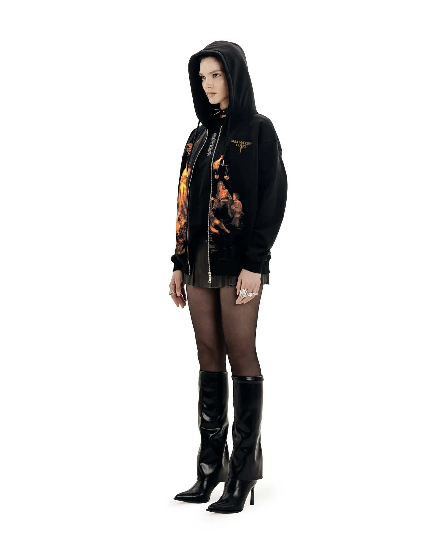Streetwear Men Zipper Hoodie justice Graphic Print Zip Hooded Pullover Sweatshirt Hip Hop Jacket Y2K Coat Clothing Goth Top Punk