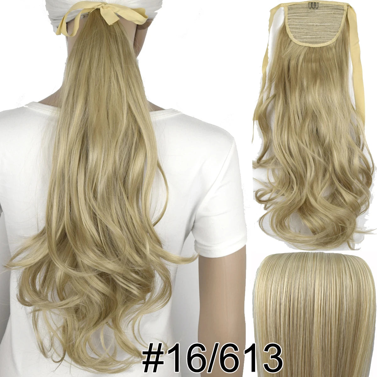 TOPREETY  Synthetic Hair Fiber Heat Resistant Wavy Ribbon Clip in Ponytail Extensions 1008