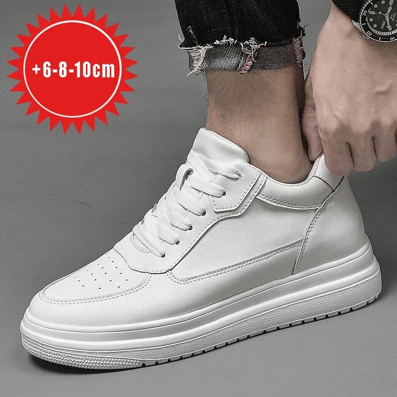 6 8 10cm Height Increasing Men Shoes High Quality Casual Leather Shoes Lace Up Platform Vulcanized Shoes Luxury Sneakers for Men