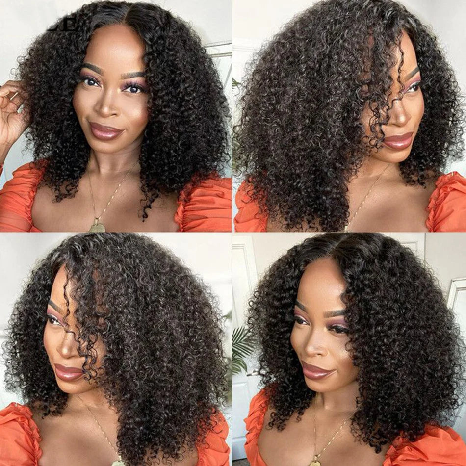 Mongolian Afro Kinky Curly Hair Wig Human Hair 13x6 Lace Frontal Wig Curly 4B 4C Lace Front Human Hair Wig Natural Hairline