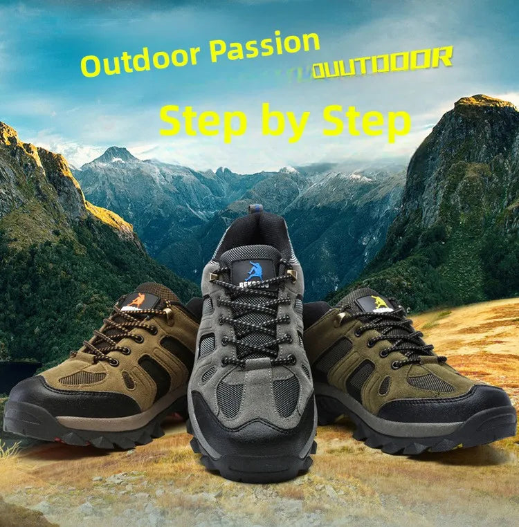 Men's Outdoor Climbing Shoes Breathable Waterproof Sports Hiking Shoes Rubber Outsole Low Cut Lace up Casual Shoes