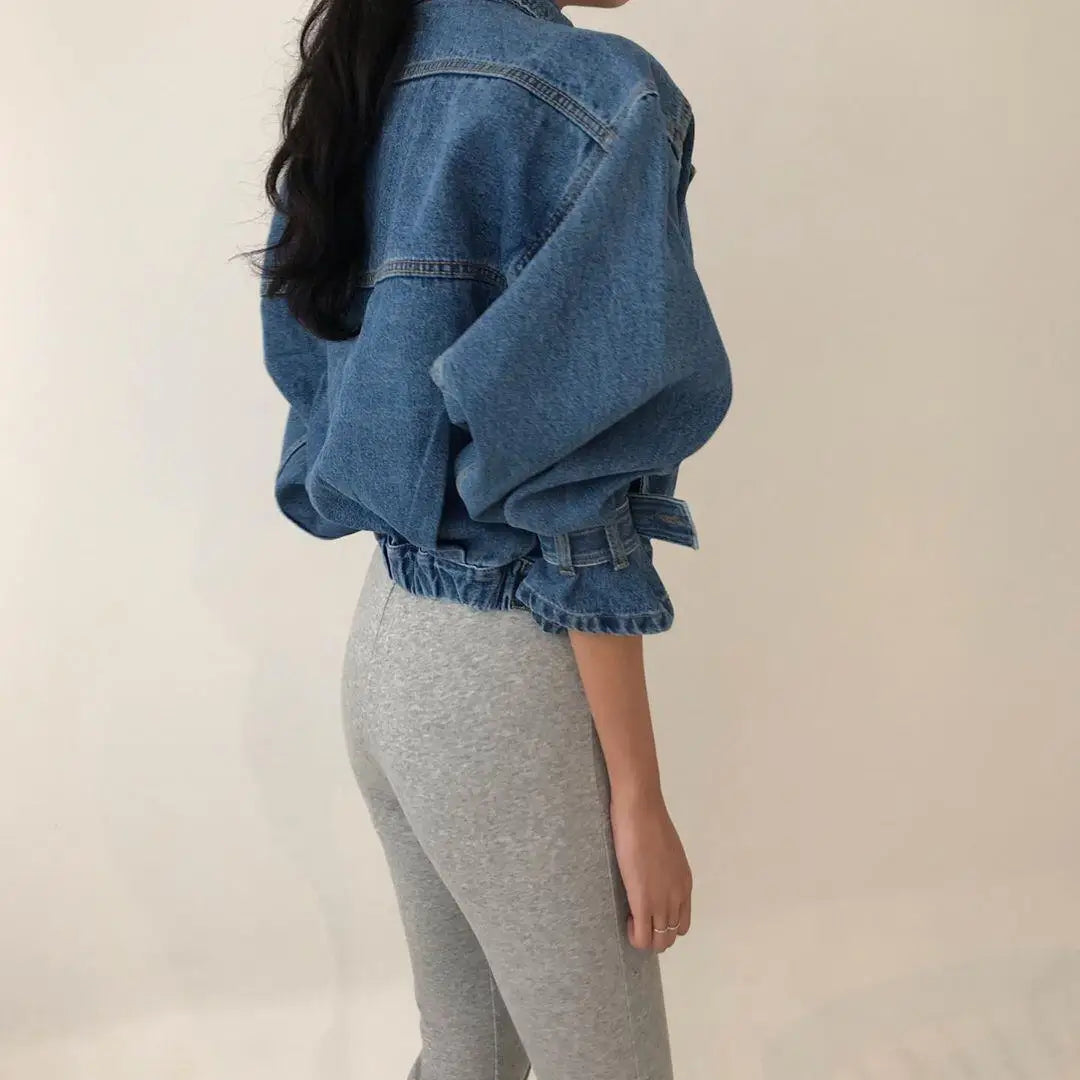 Coats Jackets Women Top 2022 Sexy Puff Long Sleeve Y2k Clothes Cropped Jacket Streetwear Women's Denim Shirt