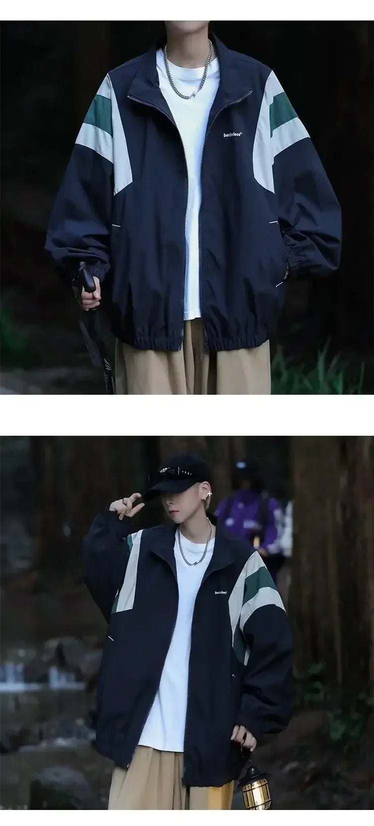 Hot Japanese Style Color Block Blazer Jacket Unisex Track Jackets Coat Men Women Long Sleeve Sports Tops Activewear Clothing