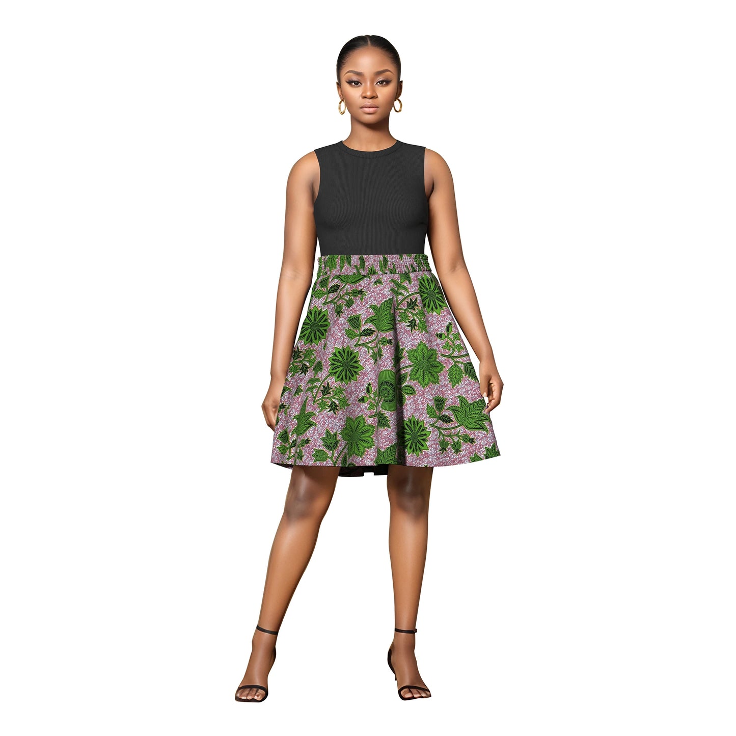 African Women's Skirt Knee Length Stretch High Waist Skirt African Print Ankara Women Lady Traditional Party Clothing WY11051