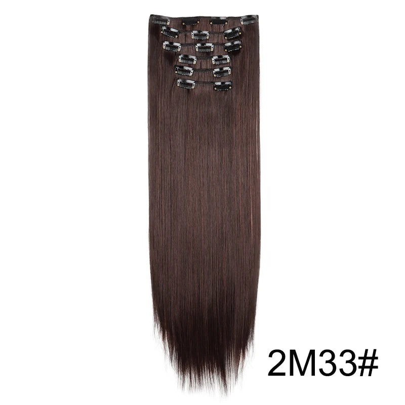 WIGSIN Synthetic 6pcs/set Long Straight Clip-in Hair Extension Invisible Seamless Extension Black Brown Hairpiece for Women
