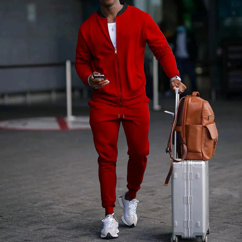 Autumn new solid color jacket men trendy shoulder design stand-up collar large size suit spring and fall fashion