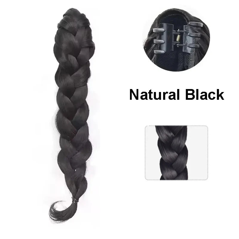 18Inch Synthetic Ponytail Hair Extensions Braided With Claw Clip Ponytail for Women