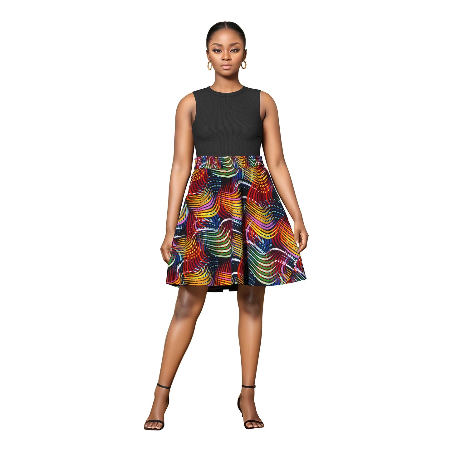 African Women's Skirt Knee Length Stretch High Waist Skirt African Print Ankara Women Lady Traditional Party Clothing WY11051