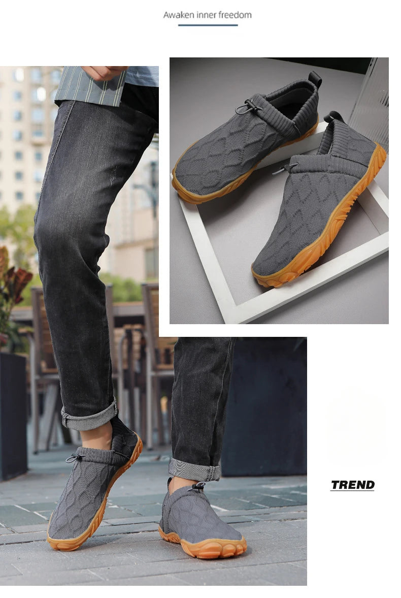 Minimalist Men's Barefoot Shoes Anti Slip Breathable Knitting Walking Shoes for Men Wear-resistant Lightweight Running Sneakers