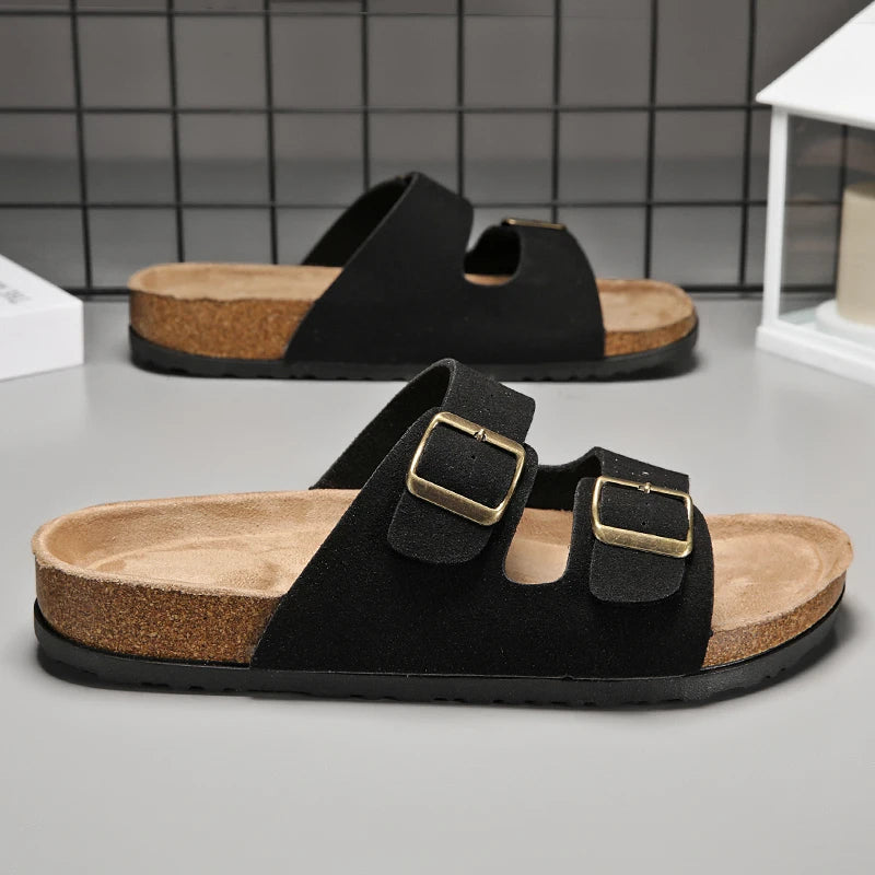 Brand Men Women Sandals Summer Designer Couple Cork Clogs Sandals Luxury Classic Unisex Mules Beach Slide With Adjustable Buckle