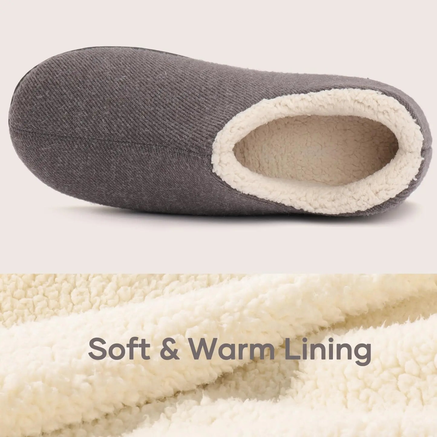 Evshine Women's Cozy Cotton Slippers Winter Warm Faux Fleece House Shoes Indoor Non-slip Memory Foam Slipper Casual Furry Slides