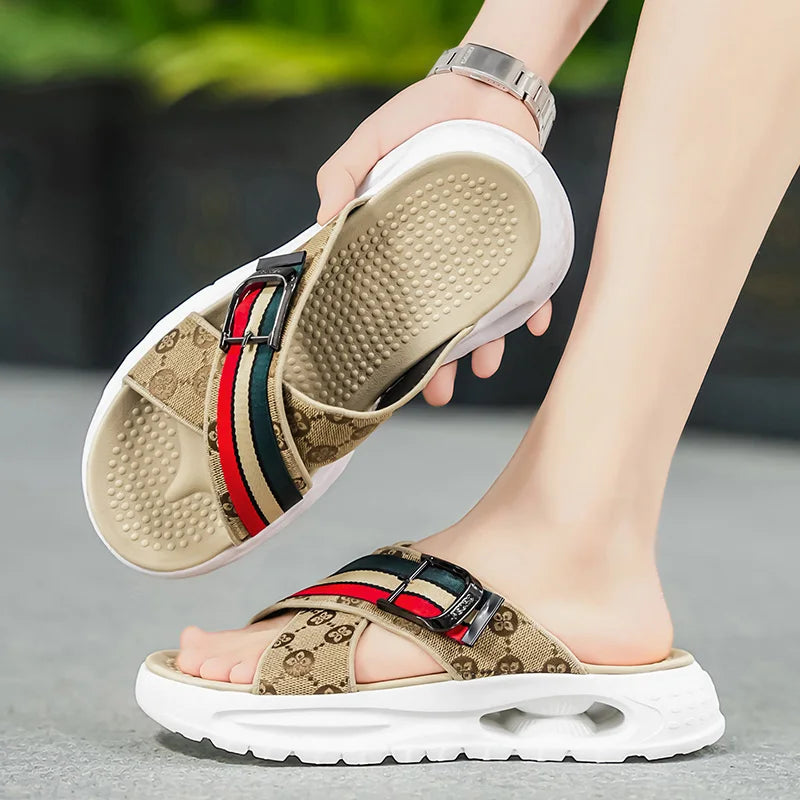 Lightweight Casual Sandals For Men Neat Minimalist Cut Breathable Summer Shoes Soft Sole Footwear For Walking And Commuting