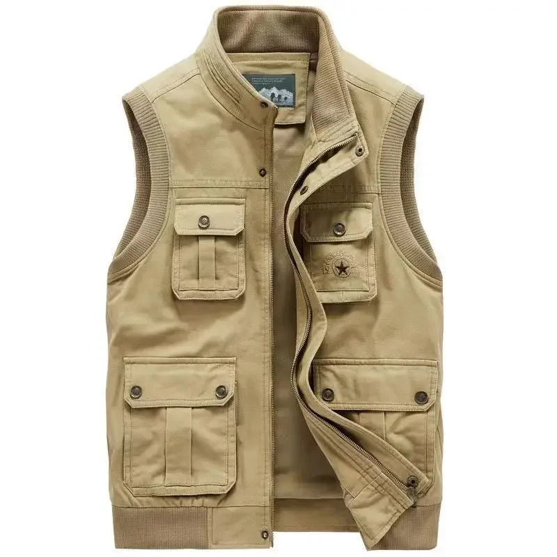 Sleeveless Tactical Autumn Mens Vests Photographer Jacket Plus Big Size Cotton Casual Multi Pocket Vest Male Waistcoat Coat