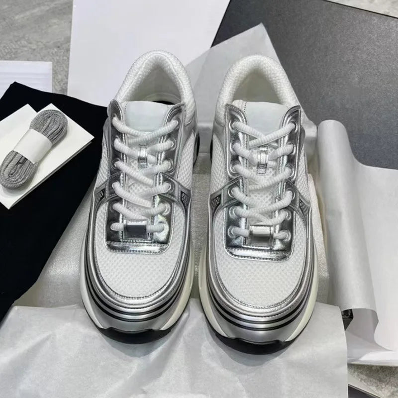 High quality unisex flat sports shoes, women's casual shoes, lace up styles, running shoes, luxurious patchwork casual shoes