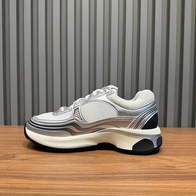 High quality unisex flat sports shoes, women's casual shoes, lace up styles, running shoes, luxurious patchwork casual shoes
