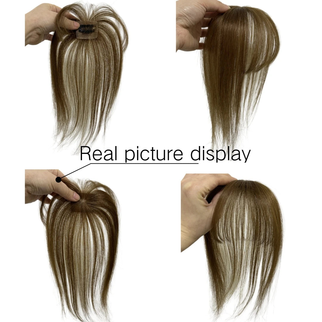 360° Coverage Natural Black Human Hair Bangs Clips in Hairpieces for Women False Natural Bangs with Thinning Hair Extensions