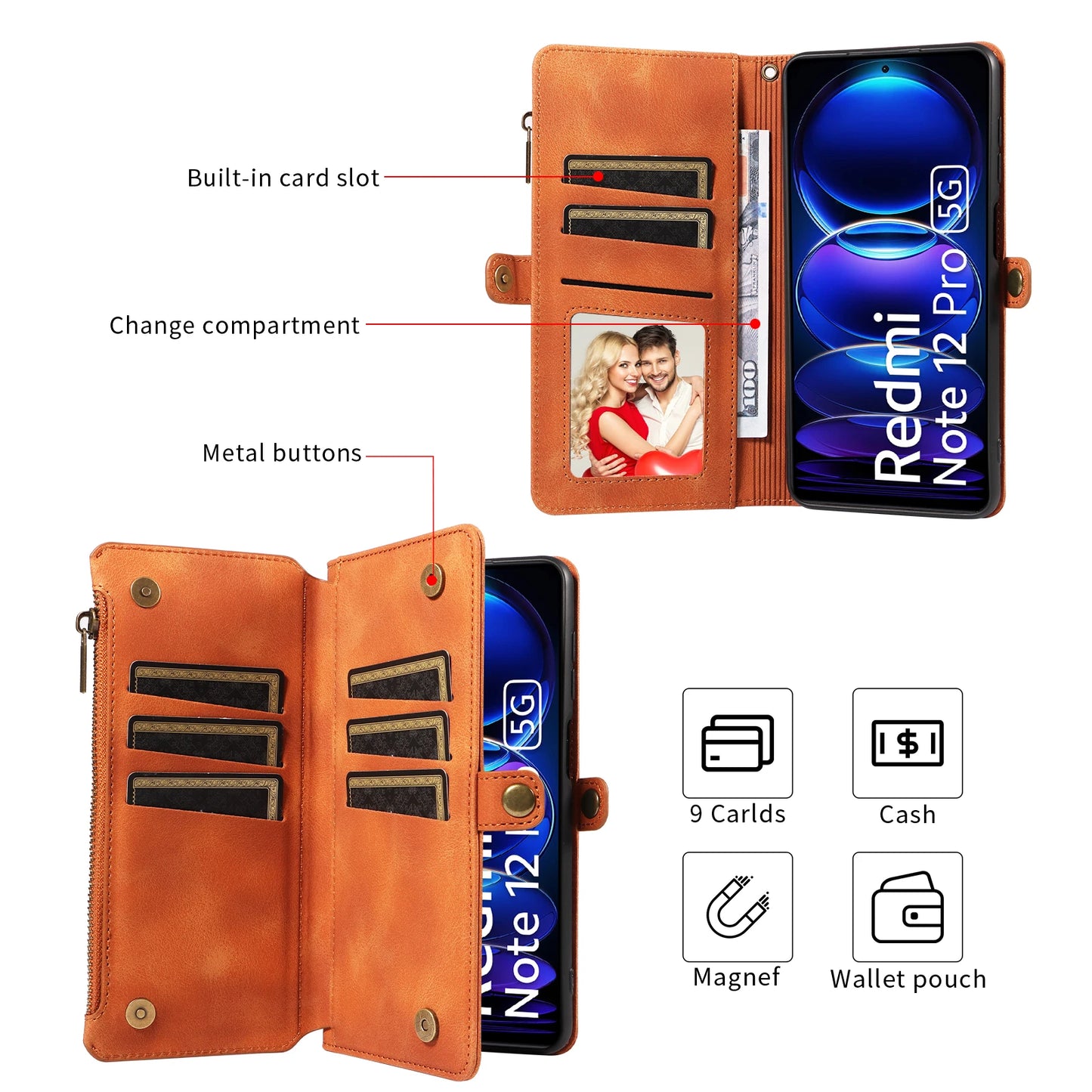 For Xiaomi Redmi Note 15 14 13 15C Poco X7 Pro F5 12 13C 14C 13T 15T Plus 5g Cases 4g Leather Wallet Card Holder Flip Phone Bags