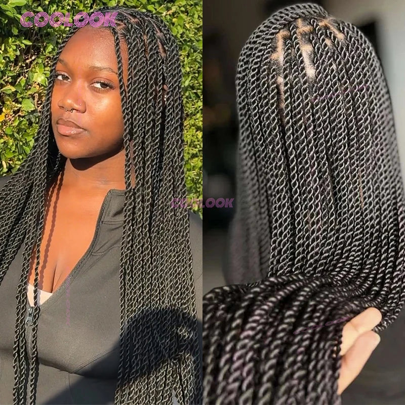 36" Cornrow Braids Lace Wigs Synthetic Full Lace Braided Wigs For Women Knotless Box Braid Wig Braid African Braided Wigs