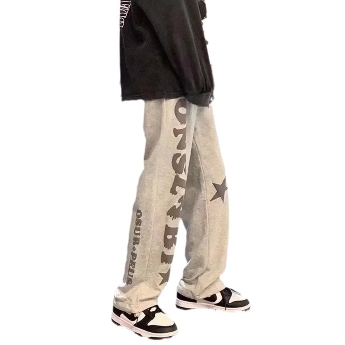 Men's Fashion Cool Lightweight Sweatpants Solid Color Joggers Printing Men Baggy Pants Streetwear Long Trousers Men Versatile