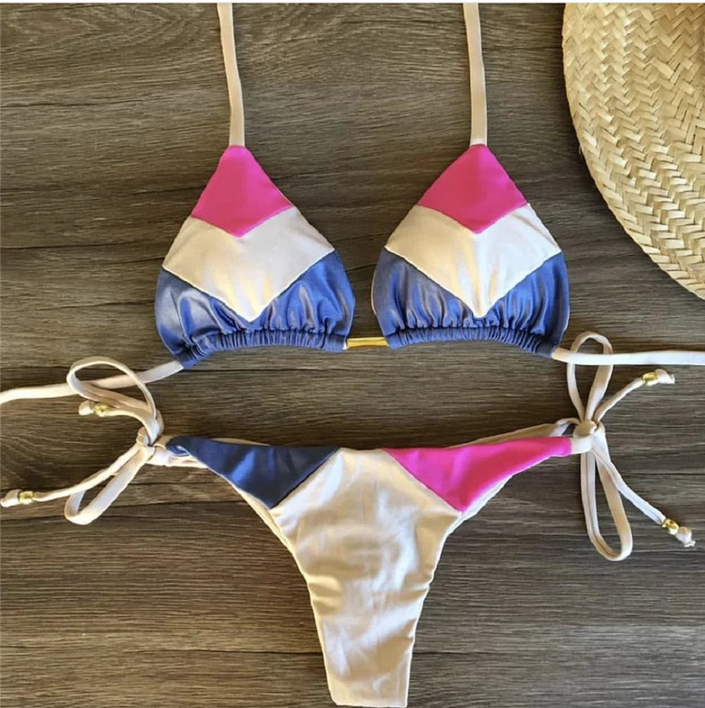 2023 Sexy Bikini Multicolor Swimsuit Women Swimwear Push Up Ribbed Bikini Set Brazilian Bathing Suit Beach Wear Bather Biquini