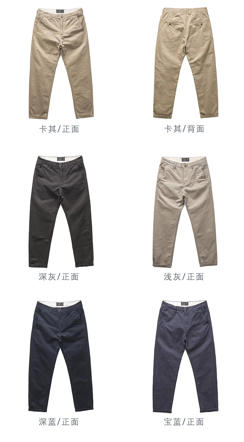 Casual Pants Men Solid Vintage Fashion Spring Autumn Harajuku Japanese Style All-match Straight Trousers New Pockets High Street