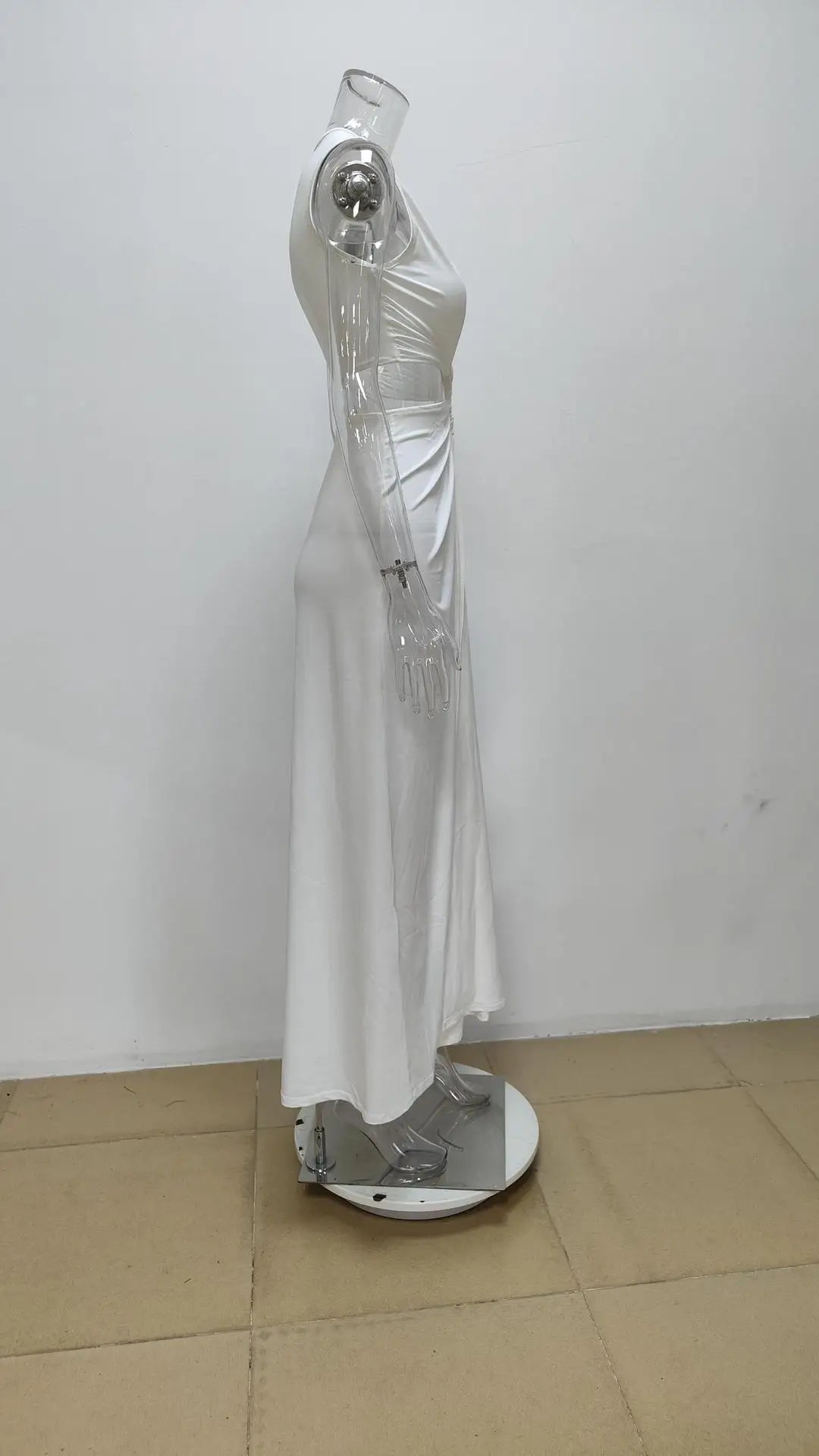 New Summer Elegant Women Sexy Deep V Cut Out Slit Maxi Dress Fashion Casual Sleeveless Waist Hollow Out Outfits Lady Long Dress