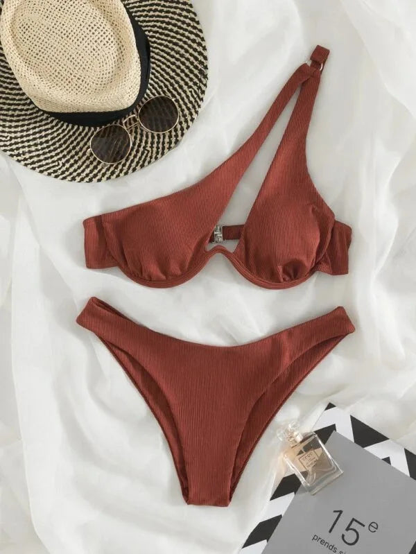 Sexy Bikinis Swimsuits Cut Out Women's Swimwear One Shoulder Biquini High Cut Bathing Suits Push Up Beach Bikini Set