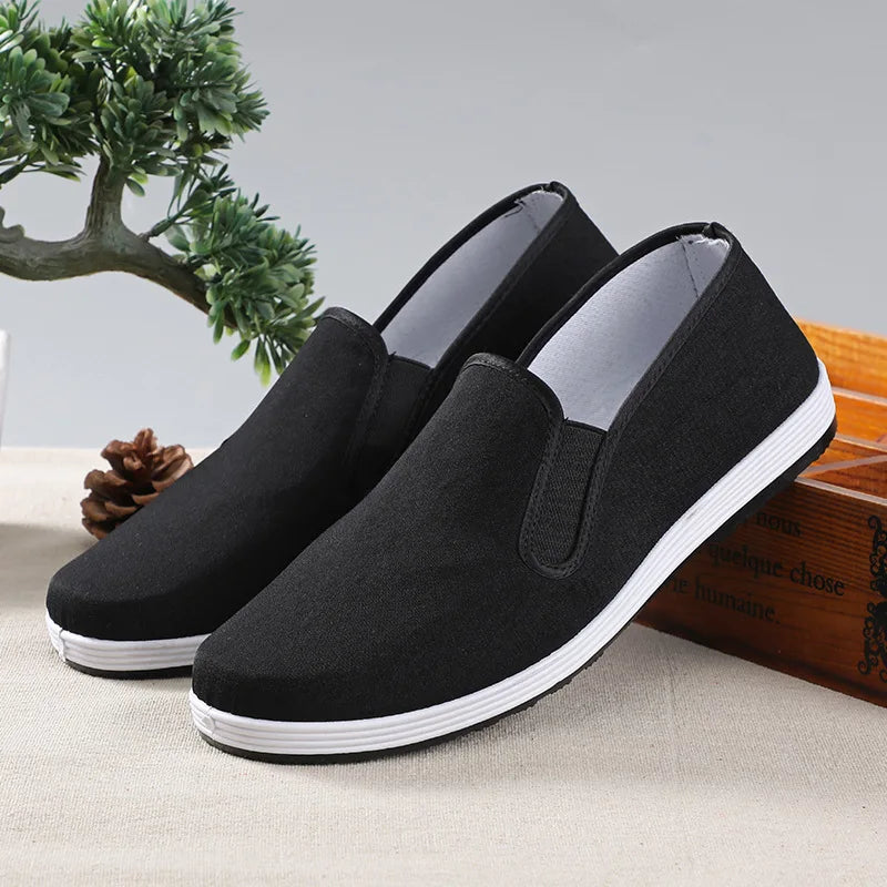 Beijing Men's Cloth Shoes New Style Work Shoes Rubber Sole Black Cloth Shoes One Step Work Shoes round Toe Breathable Wear Re...