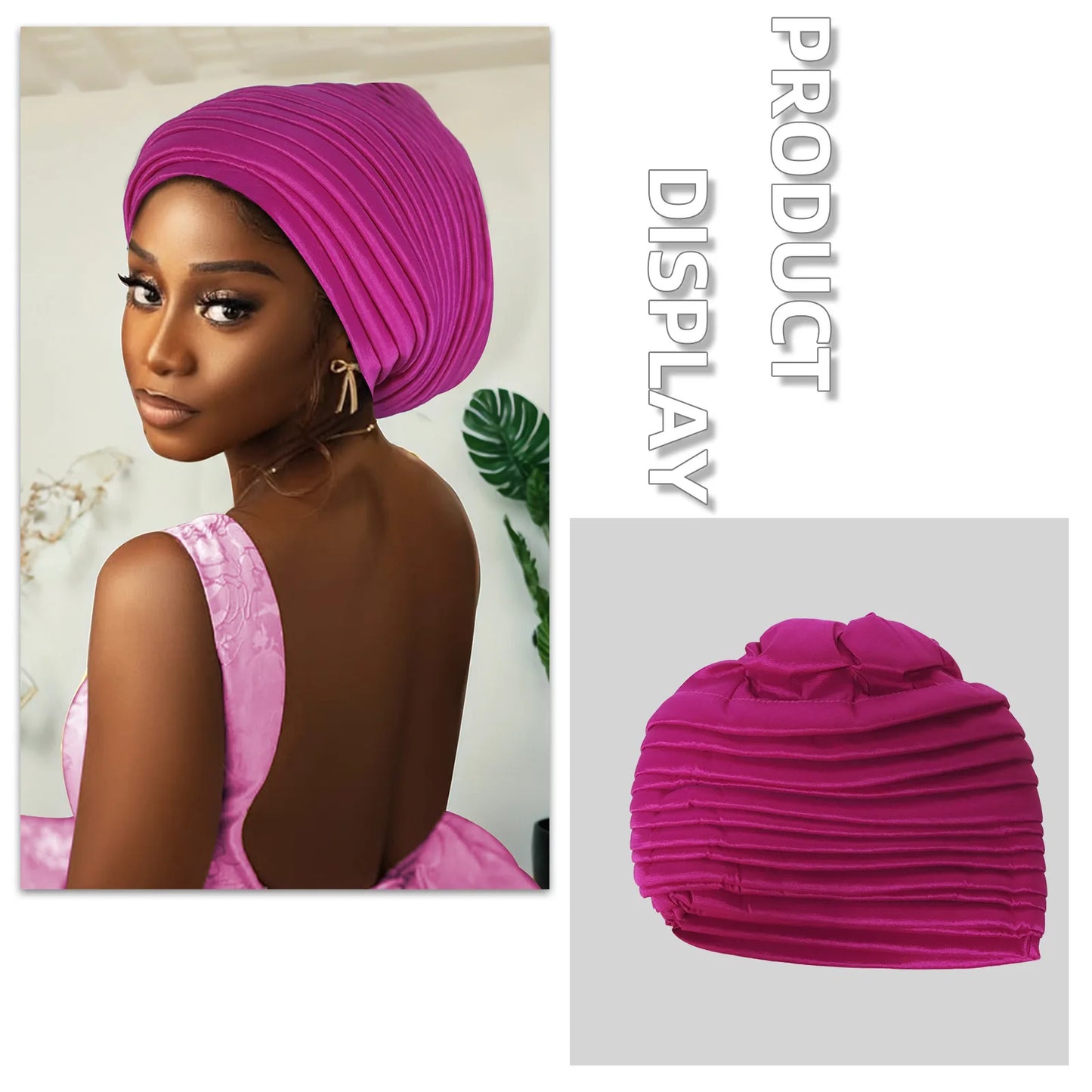 New African Auto Gele Headties Muslim Turban Hijab for Women Pleated Bonnet Indian Cap Nigeria Head Wrap Hat Wedding Geles Scarf