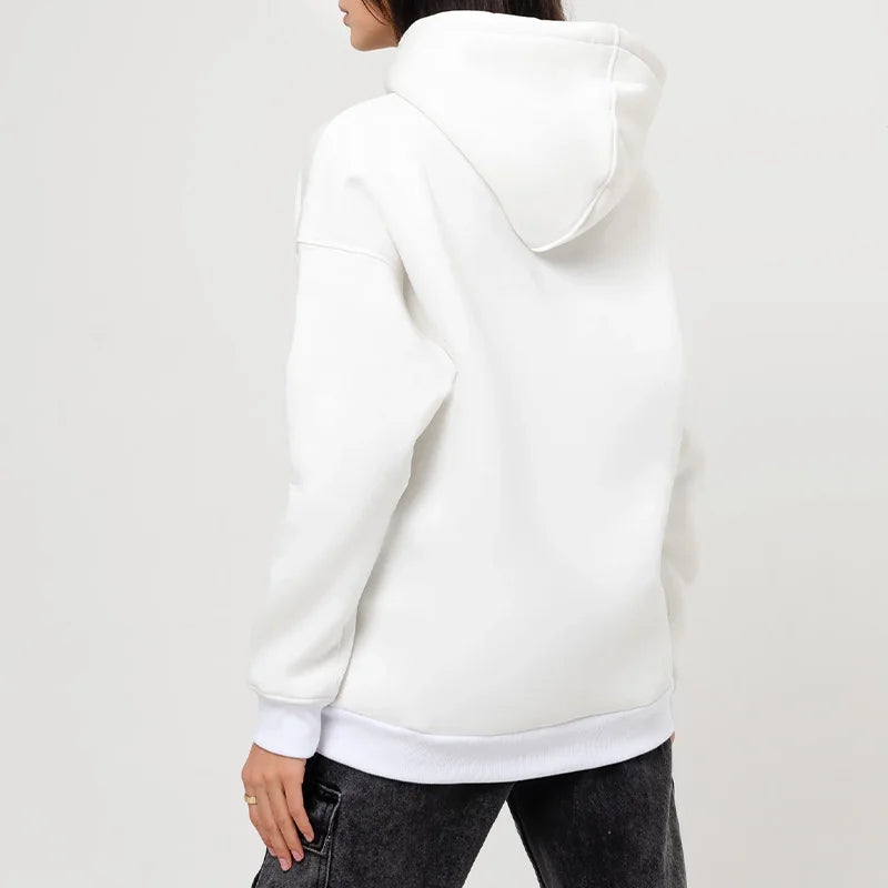 Caution I Have No Filtes Printed Hoodie, Women's Casual Pocket Pullover, Autumn/Winter Fleece Sweatshirt, Comfortable Hoodie
