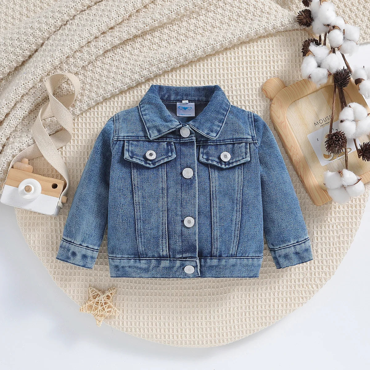 0-18M Toddler Infant Children Fashion Clothes Spring Autumn Baby Denim Jacket Casual Back Letter Embroidery Outerwear Kids Coat