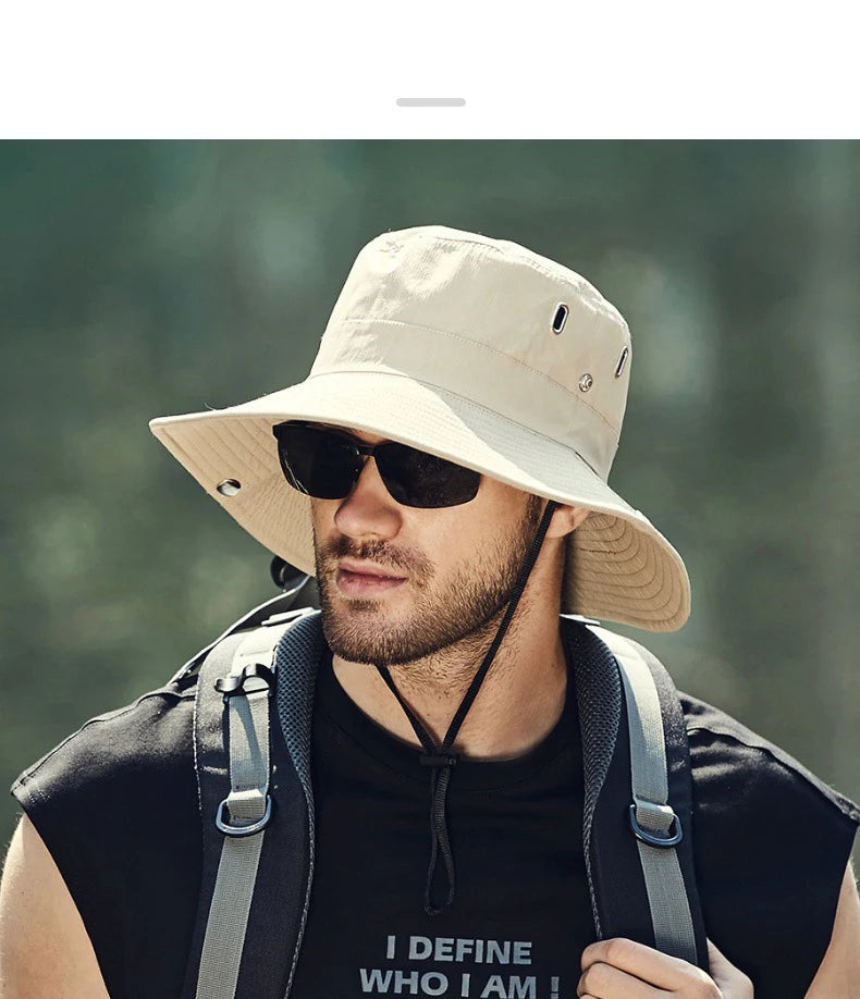 Summer Wide Large Brim Men Fisherman Hat Waterproof UV Protection Sun cap Hiking Fishing Climbing Oversized Safari Bucket Hats BAZAARHUBO