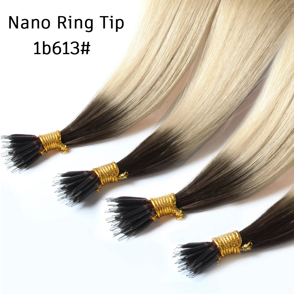 nano rings hair extension real human hair Invisible Mini Silicone Beads Black Brown Blonde Microlink 100% human Hair Extensions